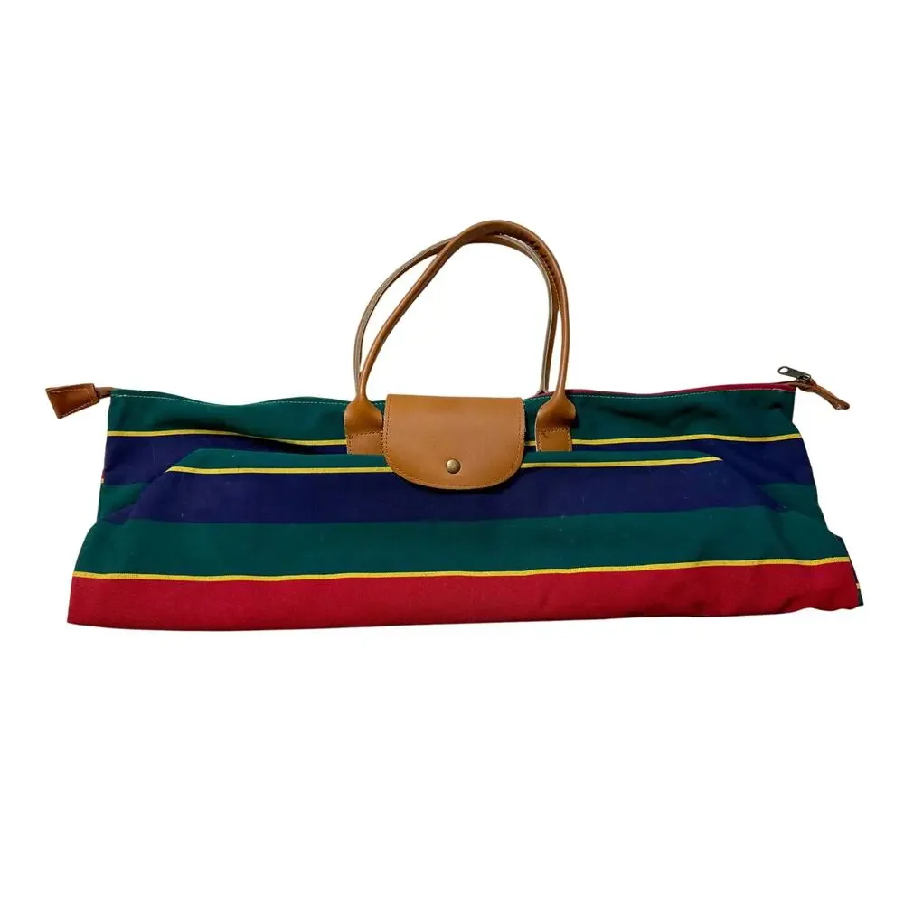 Vintage Accessories Unlimited Striped Canvas Weekender Travel Duffle Bag